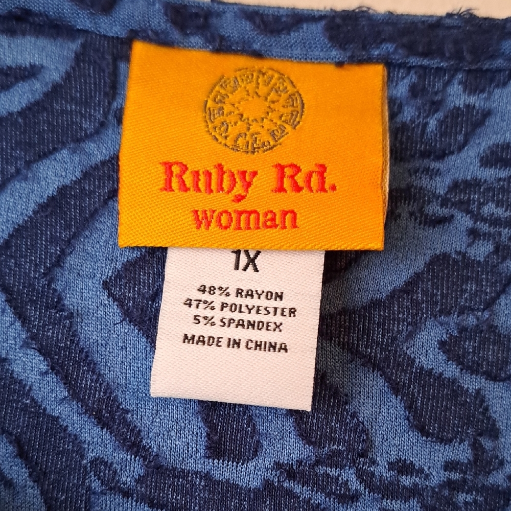 Ruby Rd Blue 3/4 Sleeve Boxy Tunic - Picture 2 of 3